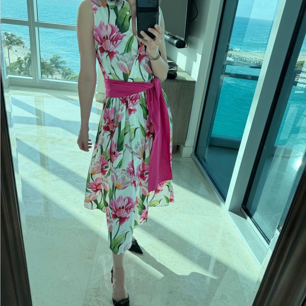 A line floral midi dress